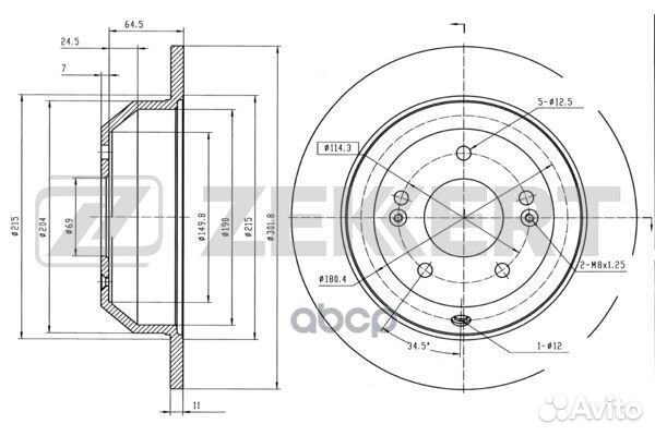 Диск торм. зад. Hyundai Grand Santa Fe 13- San