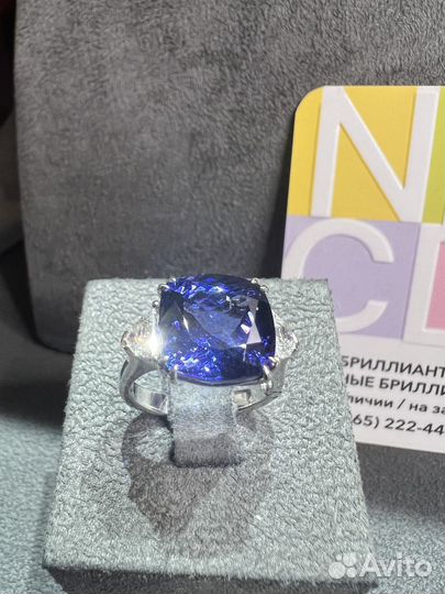 Золотое кольцо с танзанитом 8.37 ct и бриллиантами