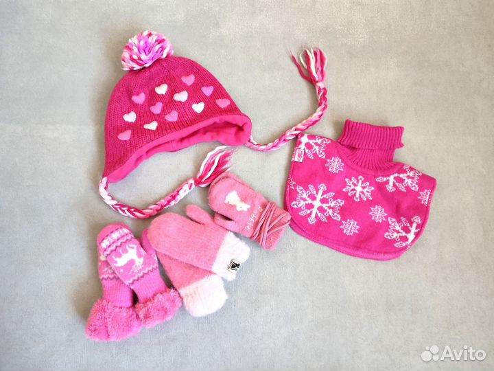 Шапка варежки зима манишка для девочки