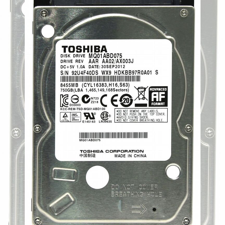 [MQ01ABD075] Жесткий Диск Toshiba 750gb Sata2 2,5 Mq01abd075