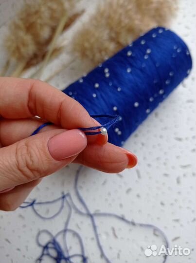 Пряжа для вязания хлопок с бисером