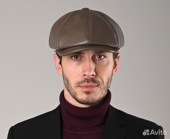 Кепка кожаная восьмиклинка