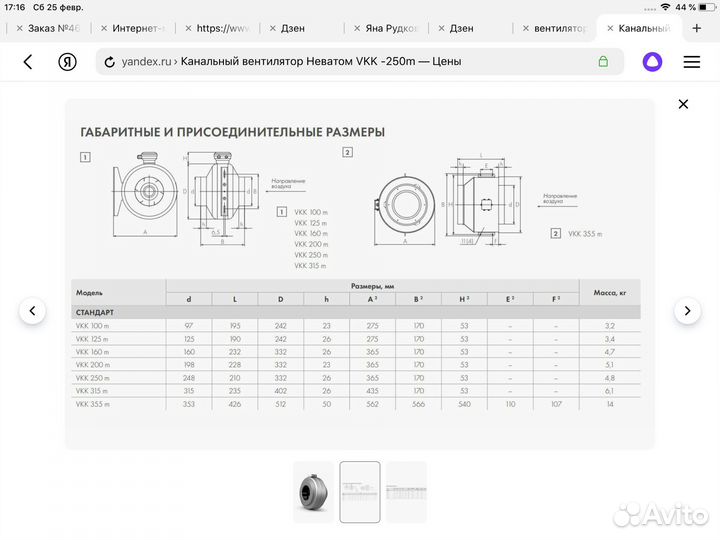 Вентилятор неватом vkk250m