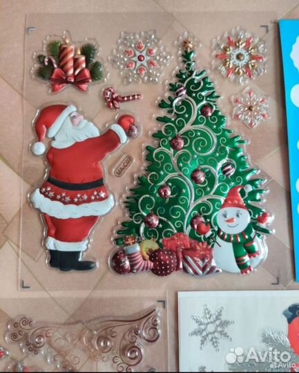 Новогодние наклейки на окна