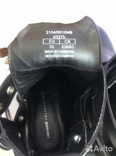 Ботинки zara для девочки размер 35
