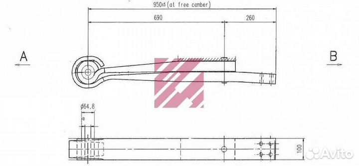 Полурессора scania 1х48+1х43х100х(690+260) прямая
