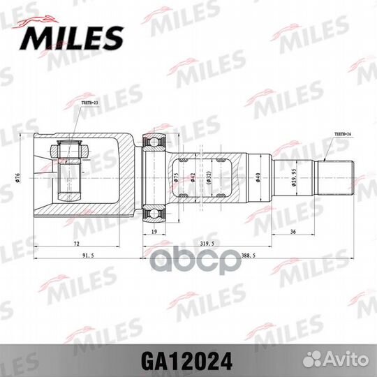 ШРУС ford focus CB4 08-11 внутр.прав. GA12024 M