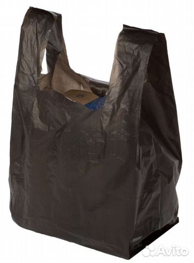 Пакет майка чёрный плотный 38мкм(100шт)