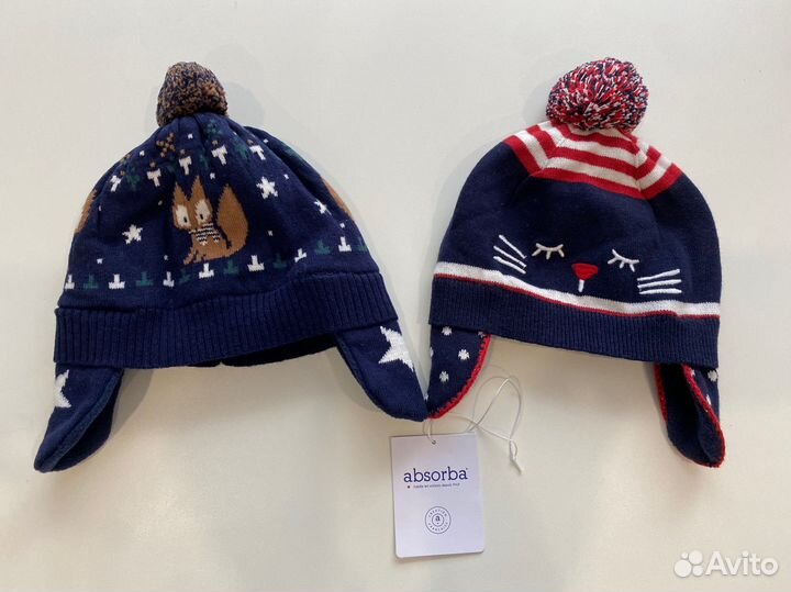 Шапка для мальчика absorba 49 см новая 2 шт