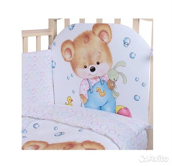 Комплект в кроватку 6 предметов Мишка, бязь №2