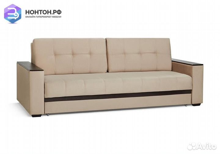 Диван еврокнижка Мадрид Lux бежевый / коричневый