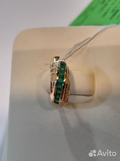 4884 Серьги золотые с изумрудами и бриллиантами