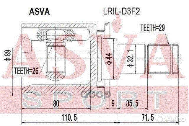 Шрус внутренний лев lril-D3F2 lrild3F2 asva