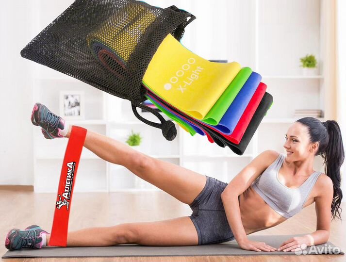 Профессиональный комплект резинок для фитнеса 4 шт