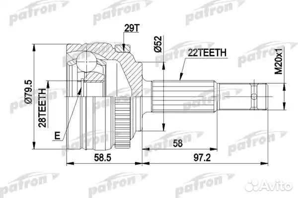 Шрус наружн к-кт 22x52x28 ABS:29T opel: corsa B 1