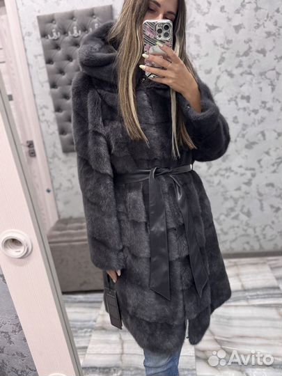 Новая норковая шуба графит рубашка 42-50