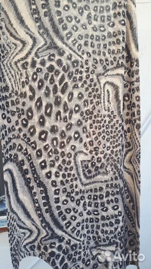 Палантин шарф леопардовый с норковыми хвостиками