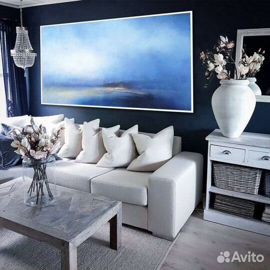 Картина маслом на холсте синяя абстракция