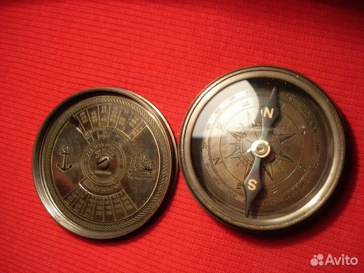 Компас 1885 корабельный London Британия Бронза Мор