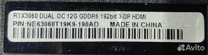 Видеокарта Palit PCI-E 4.0 RTX3060 dual OC 12G