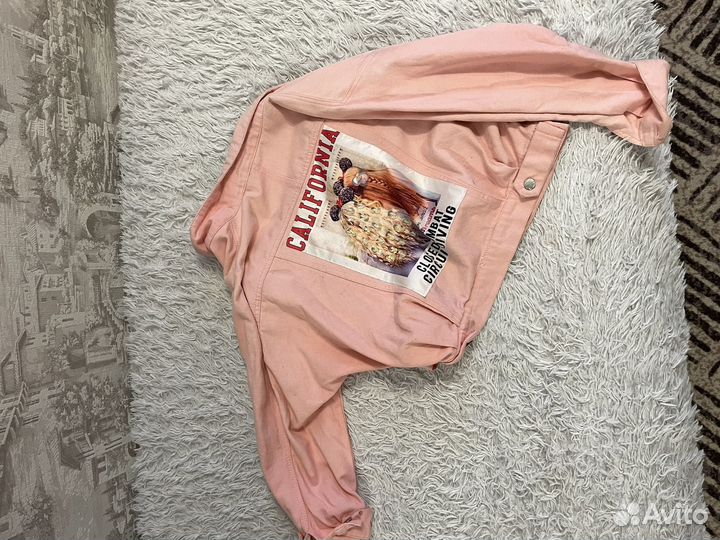 Джинсовка розовая оверсайз