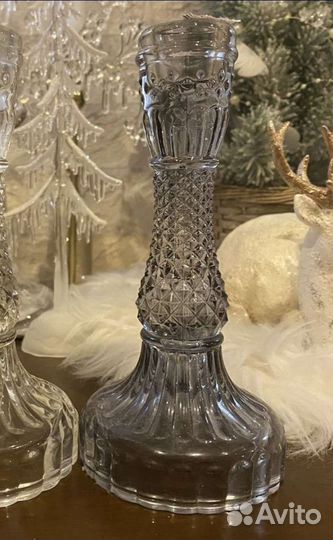 Подсвечники, пресс-стекло, цветное, винтаж