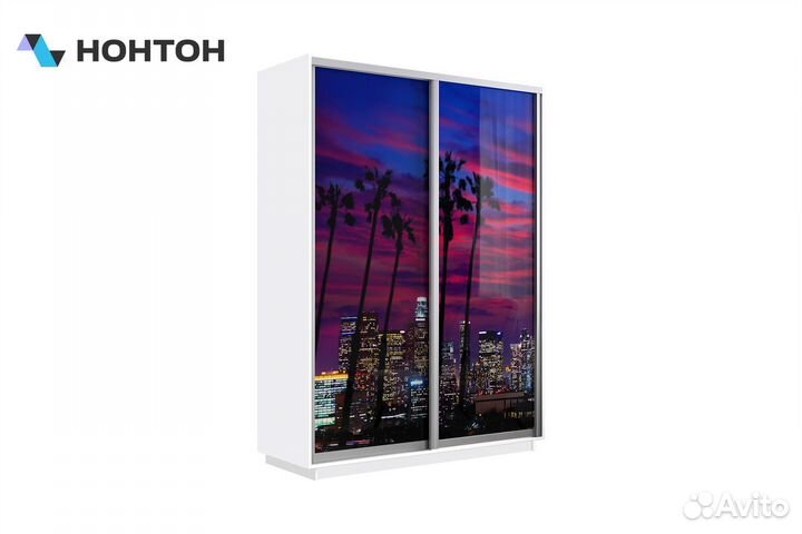 Шкаф-купе 2-х дверный Нонтон фото №1014 / белый сн