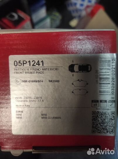 Тормозные колодки BMW E81/E87 mini cooper 04