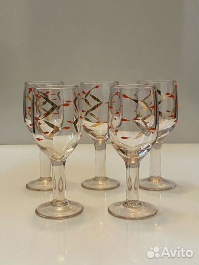 Рюмка на ножке, цветное стекло, СССР, 5 шт