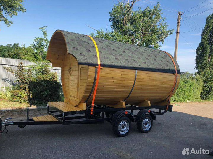 Баня бочка на прицепе