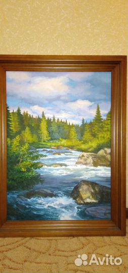 Картина горный ручей 805*605мм холст масло