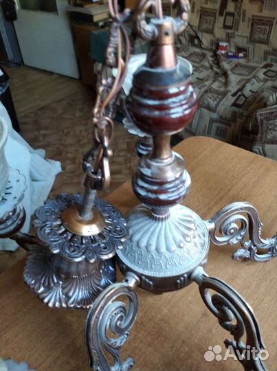 Люстра СССР латунь дерево
