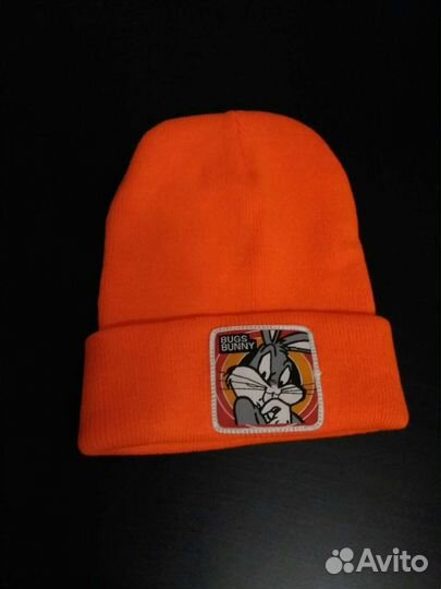 Новая оранжевая яркая шапка с кроликом