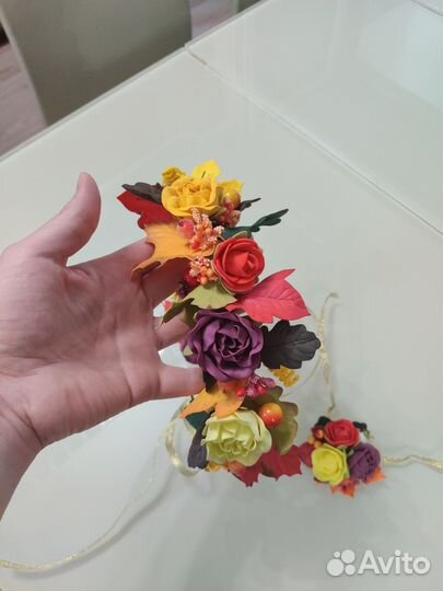 Осенний венок на голову и руку из фоамирана