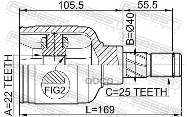 ШРУС внутренний 22x40x25 (nissan primera P11 19