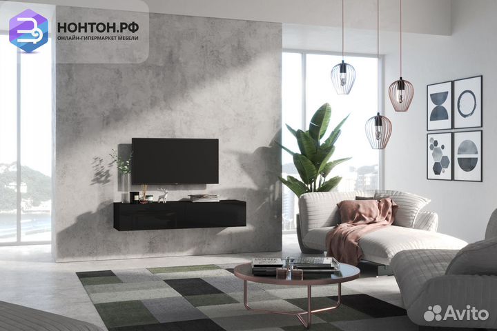 Тв-тумба somero черный / черный глянец