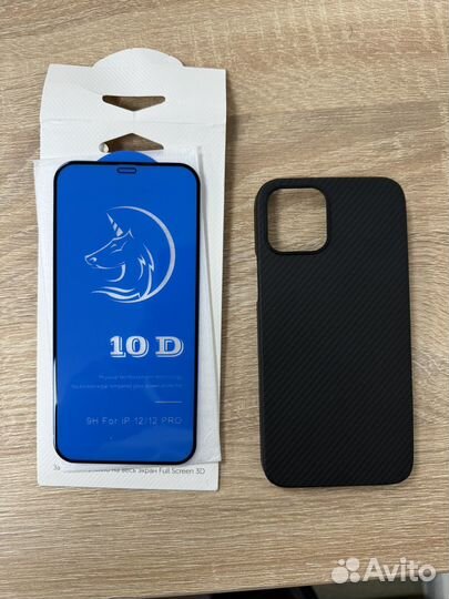 Карбоновый чехол на 12 pro и защитное стекло