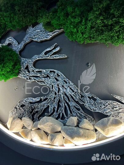 Бонсай из мха с подсветкой