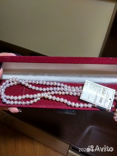 Бусы натур.жемчуг с петлёй для телеф(можно убрать)