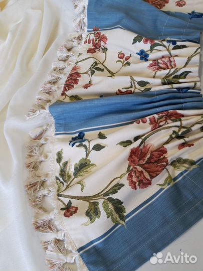 Тюль готовый с отделкой другой тканью