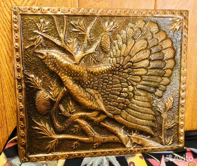 Чеканка медная СССР глухарь