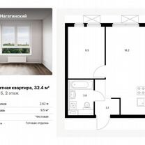 1-к. квартира, 32,4 м², 2/33 эт.