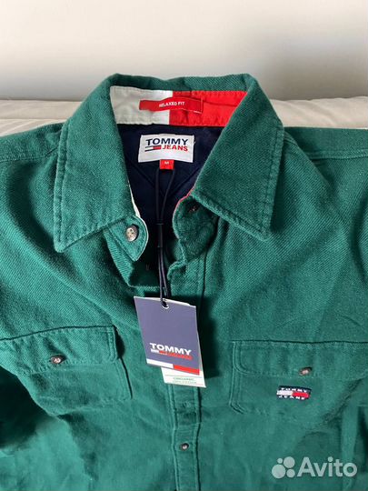 Рубашка tommy jeans зеленая