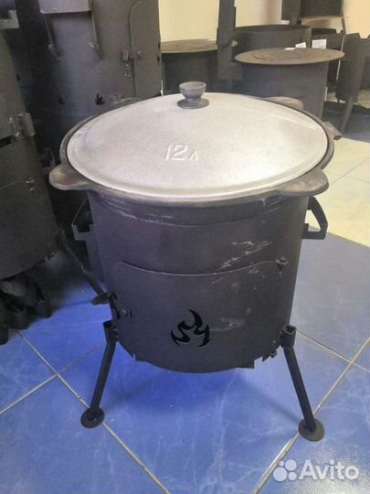 Казан чугунный узбекский Наманган + печь. Комплект