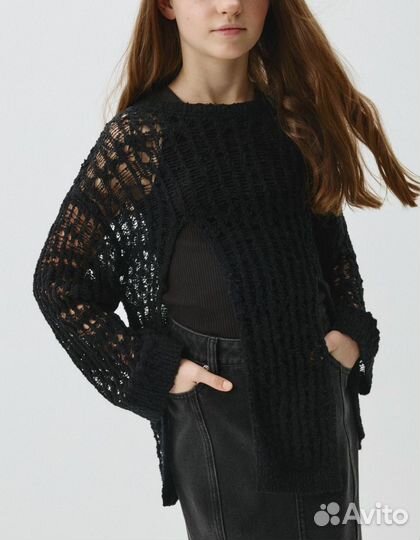 Ажурный джемпер в стиле гранж размер 140 новый