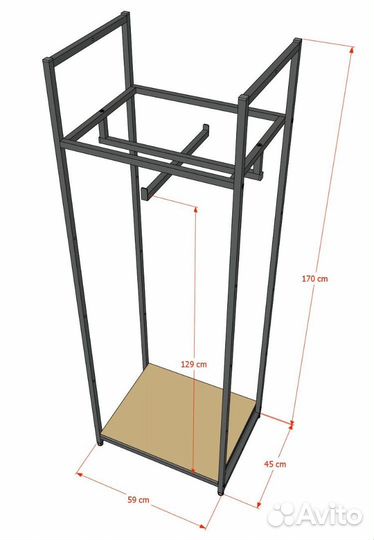 Стеллаж для одежды в стиле Лофт A1760-01-чдс