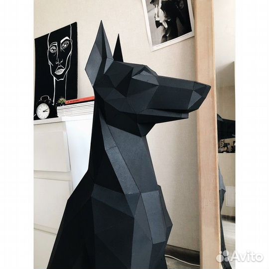 Полигональная фигура добермана