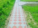Укладка тротуарной плитки брусчатки бордюра