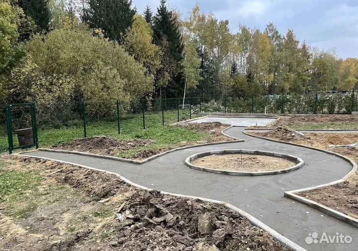 Фундамент бетонные работы отмостки заезды