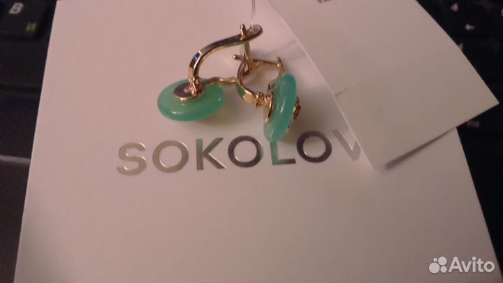 Серьги, sokolov, хризопраз